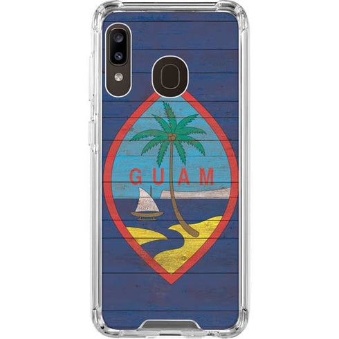 Guam Flag Dark Wood Galaxy A30 Clear Case